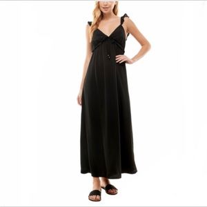 Kingston Grey Black Flutter Sleeve Maxi Dress